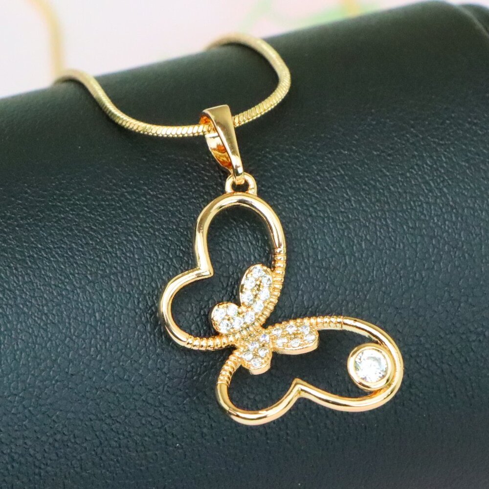 Butterfly Heart Rose Gold Pendant With Stone Xppt1218 29$